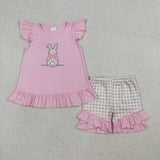 RTS Matching clothes toddler clothes embroidery bunny  print set baby easter summer clothing-2026.3.19