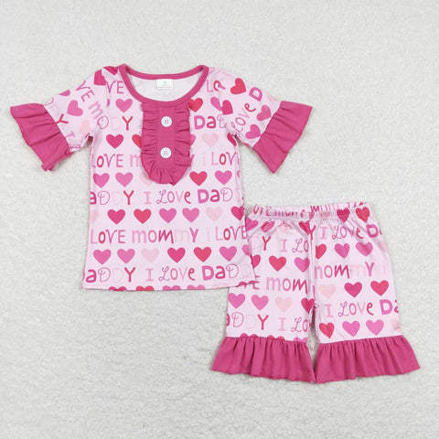 GSSO0445 baby girl clothes i love mommy girl summer outits toddler girl mother’s day set