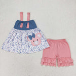 GSSO0493 baby girl clothes bow tie piggy baby girl summer shorts outfits