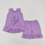 GSSO0520 baby girl clothes girl purple bow summer outfits cotton outfit