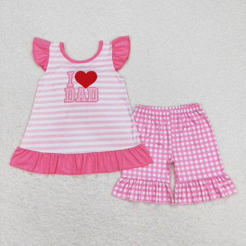 GSSO0563 baby girl clothes embroidery I love dad embroidery girl summer outfits