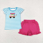 GSSO0580 baby girl clothes embroidery ice cream truck girl summer outfits