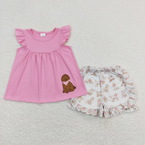 GSSO0581 baby girl clothes embroidery pink pubby girl summer outfits