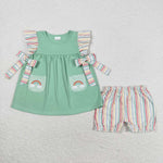 GSSO0596  baby girl clothes rainbow stripes girl summer outfit