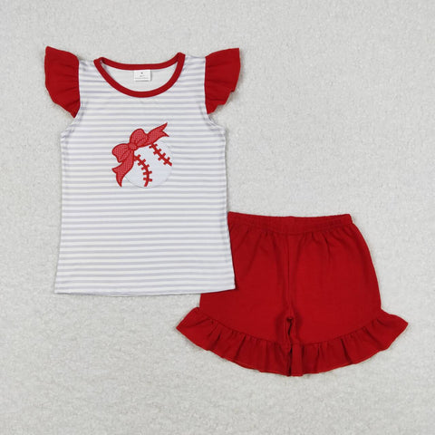 GSSO0605 baby girl clothes embroidery baseball girl summer outfit