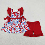 GSSO0609   baby girl clothes flower red girl summer outfit