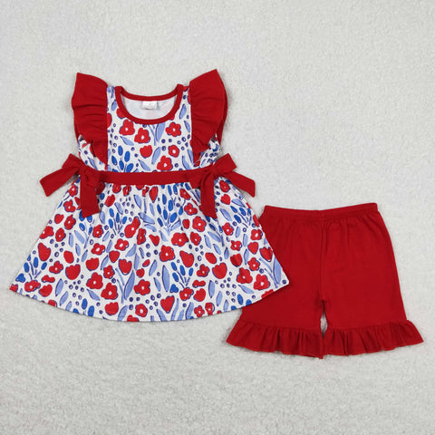 GSSO0609   baby girl clothes flower red girl summer outfit