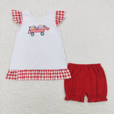 GSSO0662 baby girl clothes embroidery flag 4th of July patriotic toddler girl summer outfit