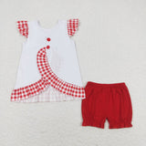 GSSO0662 baby girl clothes embroidery flag 4th of July patriotic toddler girl summer outfit