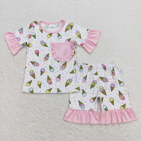 GSSO0667 baby girl clothes ice cream toddler girl summer outfit