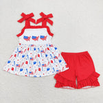 GSSO0679  baby girl clothes 4th of July patriotic toddler girl summer outfit