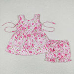 GSSO0685   baby girl clothes pink floral toddler girl summer outfit