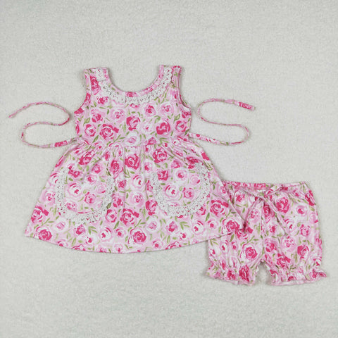 GSSO0685   baby girl clothes pink floral toddler girl summer outfit