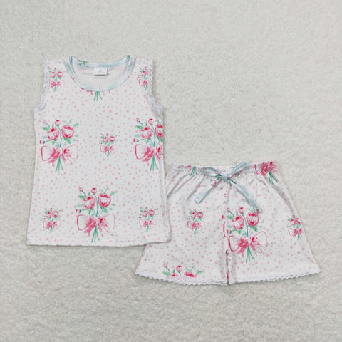 GSSO0693  baby girl clothes pink floral toddler girl summer outfit