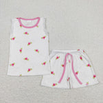 GSSO0694  baby girl clothes pink floral toddler girl summer outfit