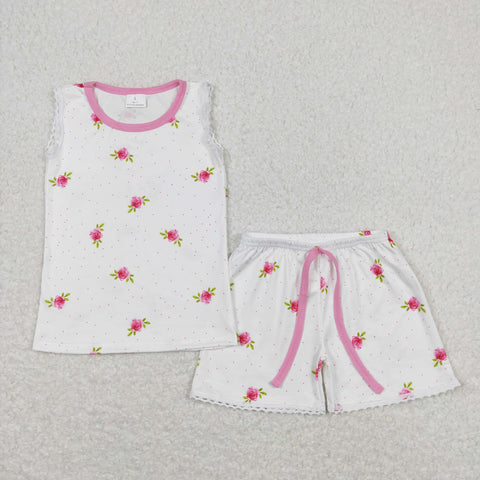 GSSO0694  baby girl clothes pink floral toddler girl summer outfit