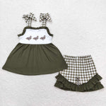 GSSO0716 baby girl clothes duck gingham toddler girl summer outfits