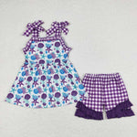 GSSO0727 baby girl clothes purple shell toddler girl summer outfits