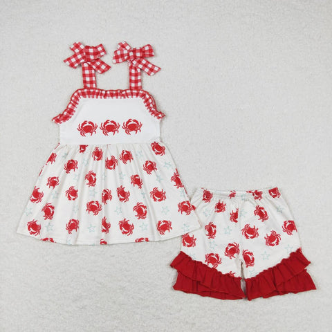 GSSO0728  baby girl clothes crab toddler girl summer outfits