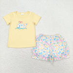 GSSO0765 baby girl clothes embroidery  flower whale toddler girl summer outfits