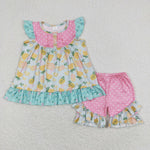 GSSO0782 baby girl clothes lemon toddler girl summer outfits