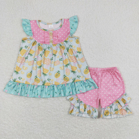 GSSO0782 baby girl clothes lemon toddler girl summer outfits