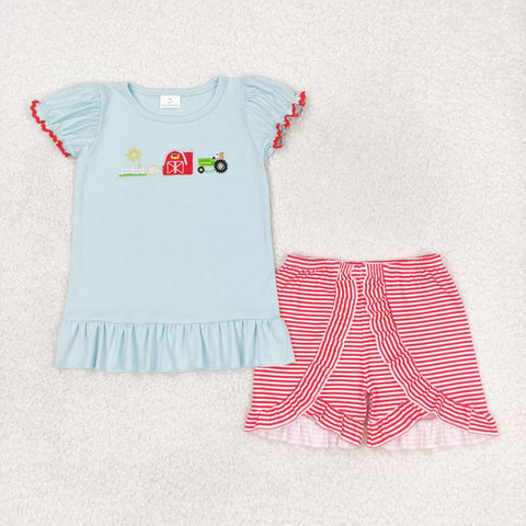 GSSO0788  baby girl clothes embroidery farm life toddler girl summer outfits