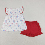 GSSO0797 baby girl clothes 4th of July patriotic toddler girl summer outfits