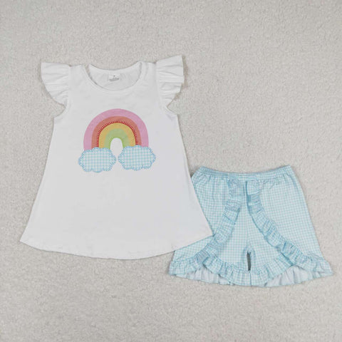 GSSO0827 baby girl clothes rainbow toddler girl summer outfits