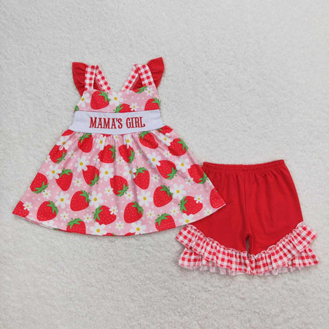 GSSO0835 baby girl clothes embroidery mama’s girl strawberry toddler girl summer outfits