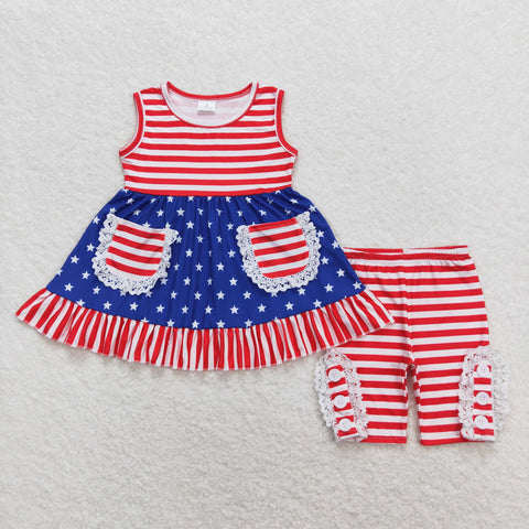 GSSO0855 baby girl clothes 4th of July patriotic toddler girl summer outfits