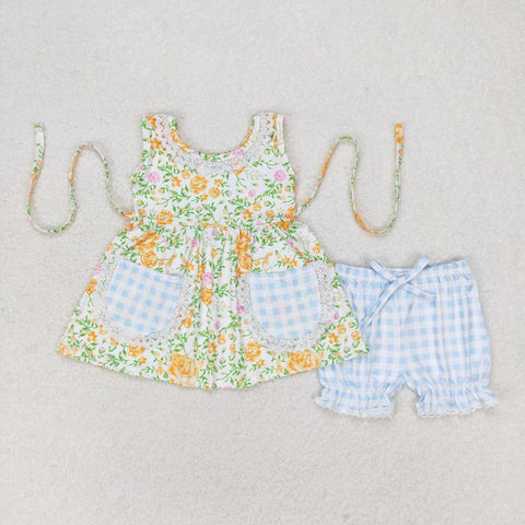 GSSO0871  baby girl clothes yellow floral toddler girl summer outfits