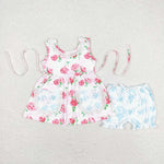 GSSO0882 baby girl clothes pink roses toddler girl summer outfits