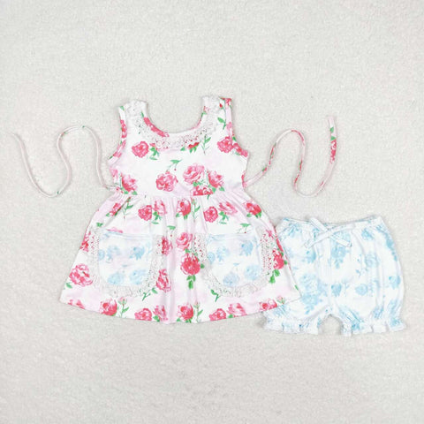 GSSO0882 baby girl clothes pink roses toddler girl summer outfits