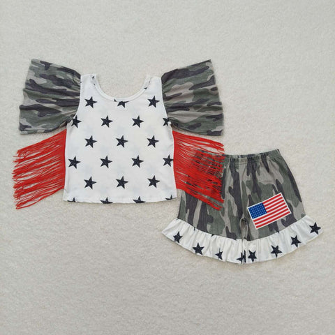 GSSO0918 baby girl clothes 4th of July patriotic toddler girl summer outfit