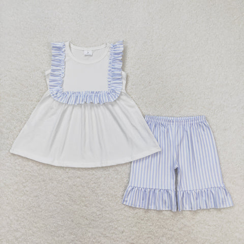GSSO0926   baby girl clothes blue stripes toddler girl summer outfit
