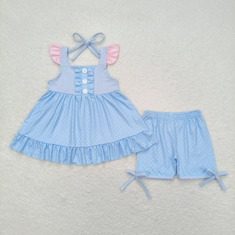 GSSO0973 baby girl clothes blue toddler girl summer outfit
