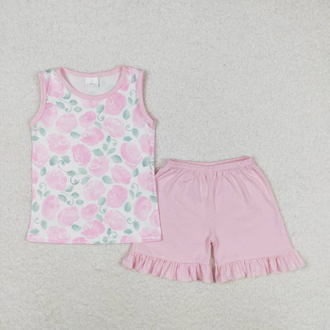 GSSO0975  baby girl clothes pink rose toddler girl summer outfit