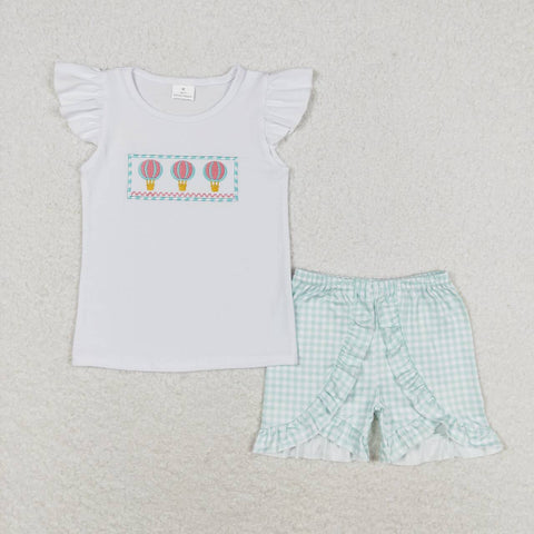 GSSO0981 baby girl clothes embroidery hot air balloon toddler girl summer outfit