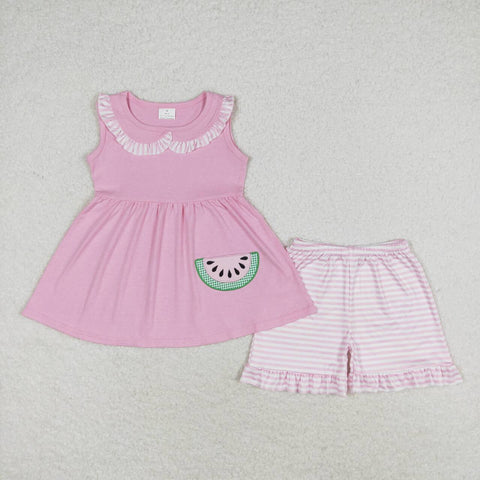 GSSO1055  baby girl clothes embroidery watermelon toddler girl summer outfits