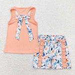 GSSO1061  baby girl clothes orange floral toddler girl summer outfits