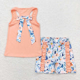 GSSO1061  baby girl clothes orange floral toddler girl summer outfits