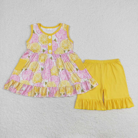 GSSO1079  baby girl clothes lemon toddler girl summer outfits