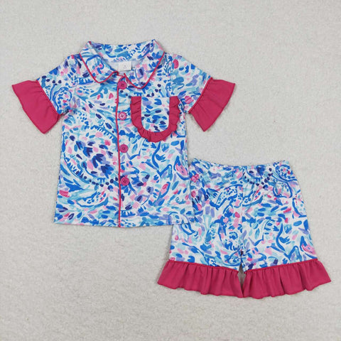 GSSO1096 baby girl clothes painting toddler girl summer outfit