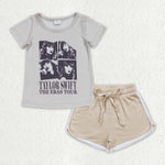 GSSO1332 baby girl clothes 1989 singer shirt+cotton shorts toddler girl summer outfit 22