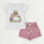 GSSO1340 baby girl clothes 1989 singer shirt+cotton shorts toddler girl summer outfit 30