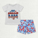 GSSO1440 baby girl clothes 4th of July patriotic girl shorts jeans outfits