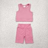 GSSO1516   baby girl clothes pink toddler girl yoga summer outfit
