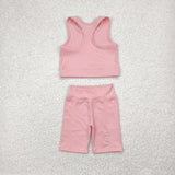 GSSO1518 baby girl clothes pink toddler girl yoga summer outfit