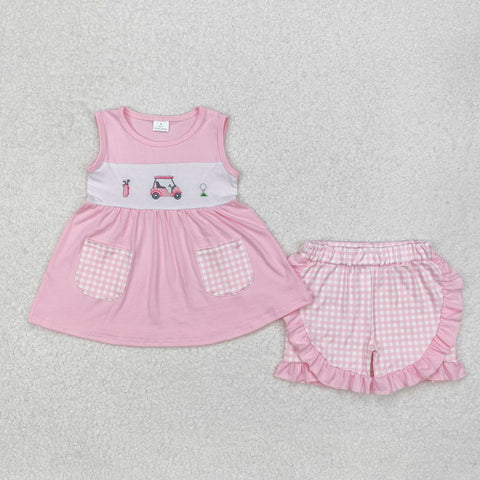 GSSO1554  baby girl clothes embroidery golf toddler girl summer outfit